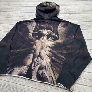 Original Sin Hoodie Mens S All Over Print William Blake Red Dragon Art Cropped